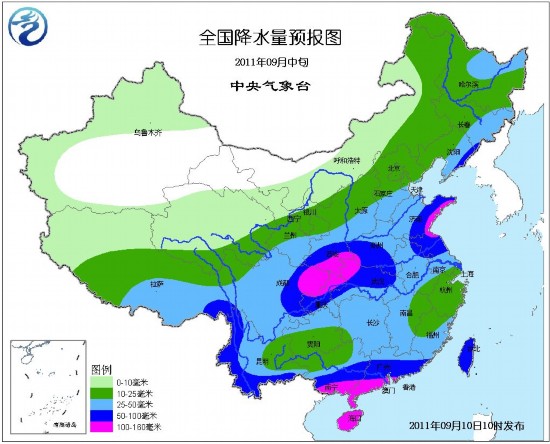 09月10日:未来十天全国天气预报(图)