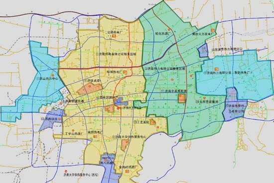 济南市城区供热企业服务区域图