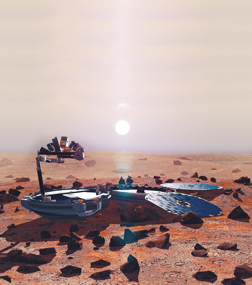 美国宇航局火星探测器在火星表面工作