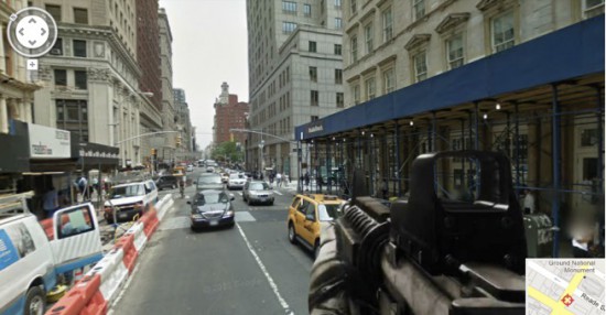 利用 Google 街景玩第一人称射击游戏,端着 M4