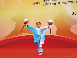 武术选手进社区 精彩表演获好评(图)