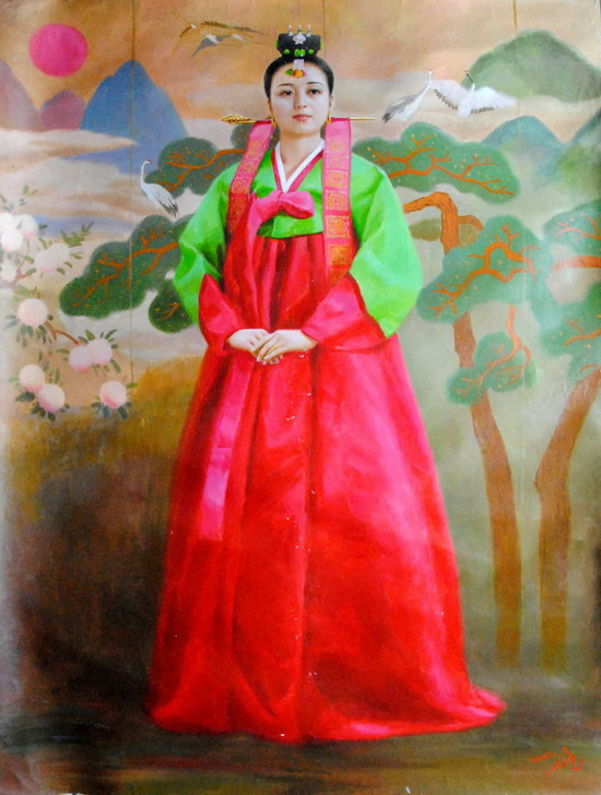12月25日在深圳拍摄的朝鲜油画作品。 新华社发张长江