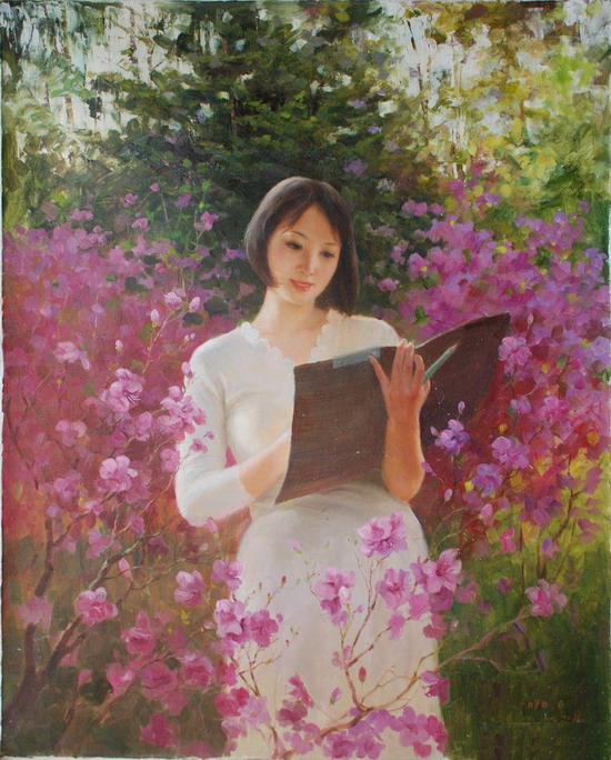 12月25日在深圳拍摄的朝鲜油画作品。 新华社发张长江