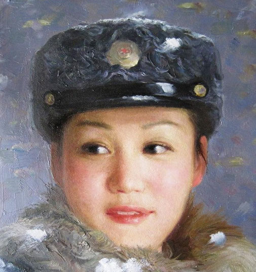 12月25日在深圳拍摄的朝鲜油画作品。 新华社发张长江