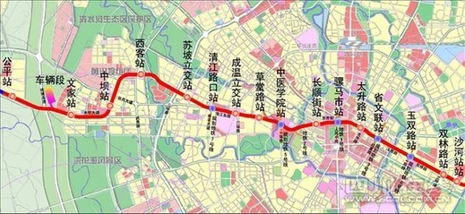 成都地铁4号线开工+共设16站(图)
