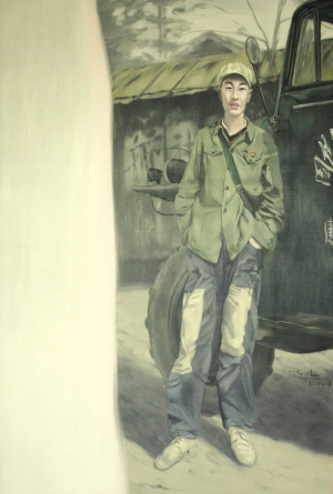 《青年拖拉机手》 2004年195×130CM 布面油画