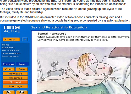 BBC儿童性教育节目被指露骨如黄色电影(图)