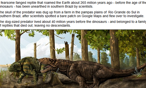 恐龙称霸前的地球霸主 类似猎豹（网页截图）