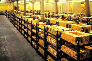 在英格兰银行位于伦敦的地下金库中,躺了4600吨的金条.