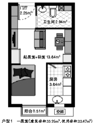 公租房主力户型建筑面积40m2(组图)