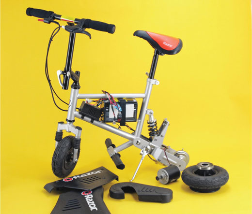 电钻自行车:二手充电电钻驱动迷你电动自行车