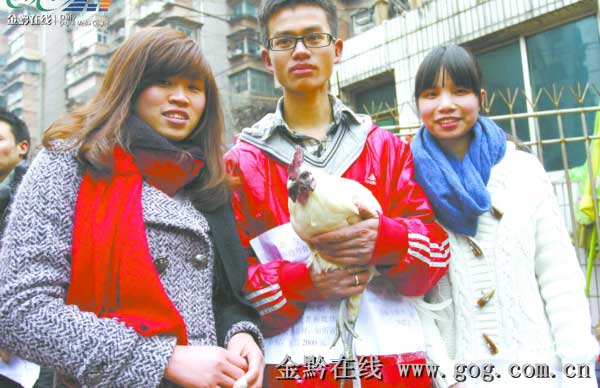 贵州大学生自办土鸡养殖场闹市销神鸡(图)