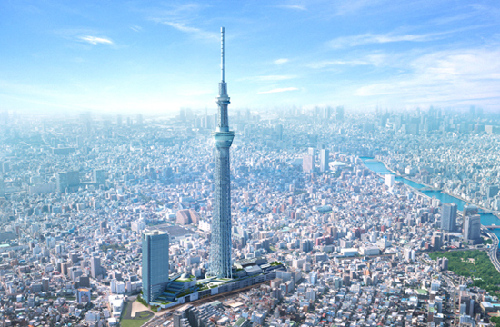 世界上最高自立式电波塔东京天空树29日落成(图)
