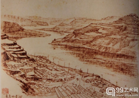 李桦《古老的黄河》纸本素描 1959年