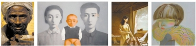 《父亲》（罗中立）、《大家庭》（张晓刚）、《远方》（何森）和《小F·刺》（陈可）代表了川美创作的30年变化。