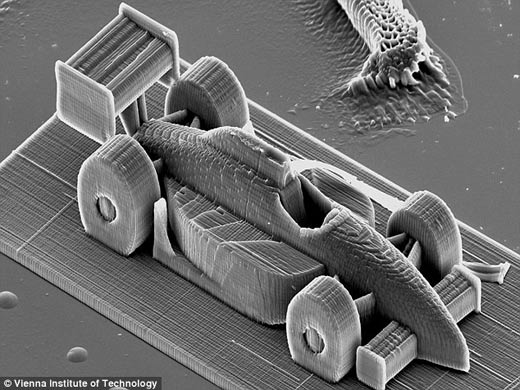 维也纳理工学院使用世界上最快的3D打印机仅4分钟便打印出一个纳米级F1赛车