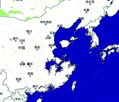 气象先生宋英杰微博发图片:海平面上升60米,淹没南京?