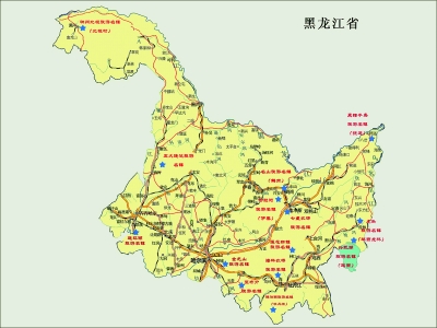 黑龙江14个旅游名镇地图