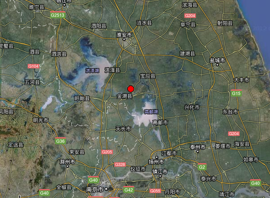 据江苏省地震台网中心测定,今天下午5:44分,在我省淮安市金湖县