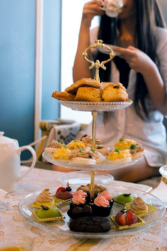 Traditional afternoon tea set for two