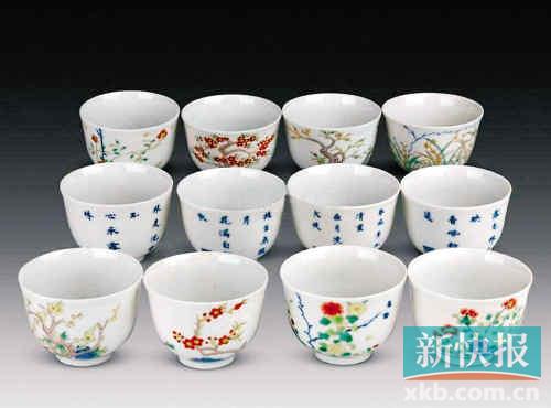云南 宋瓷/叫价1800万/2500万港元的清康熙五彩十二花神杯遭流拍。