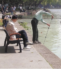 浙江在线04月27日讯每年这个时候，西湖水域管理处都会对荷塘撒漂白粉进行清理。昨天早上八九点钟，北山路断桥边，就聚集了不少“全副武装”捞鱼的市民。