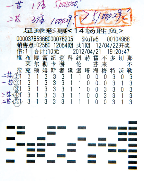 足彩500万大连得主现身领奖 传授中奖公式