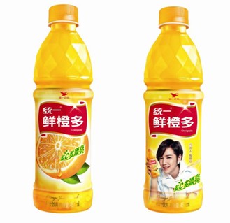 并邀请韩国当红偶像张根硕,朴敏英分别为统一鲜橙多,芒果多代言