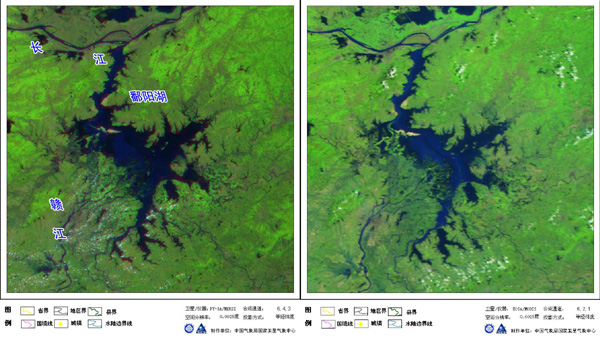气象卫星监测显示鄱阳湖洞庭湖水体范围明显大于近年同期(组图)