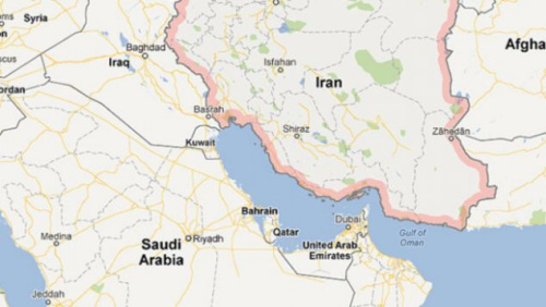谷歌地图上未标注伊朗和阿拉伯半岛之间的海域。