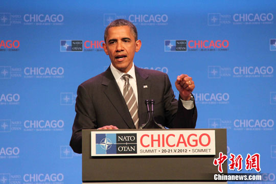 美国总统奥巴马21日在峰会上就阿富汗问题发表讲话。中新社发 李洋 摄  