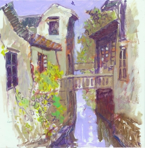 “水乡吟·赵炎油画风景展”昨开幕