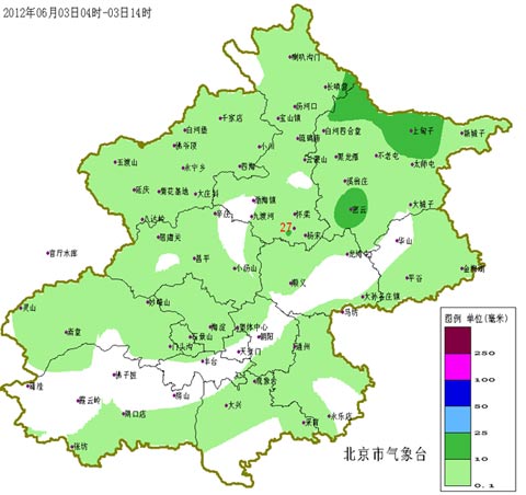 北京降水量分布图图片来源：中国天气网