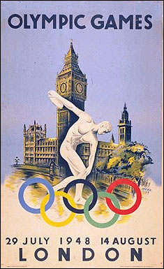 1948年第14届伦敦奥运会会徽和海报