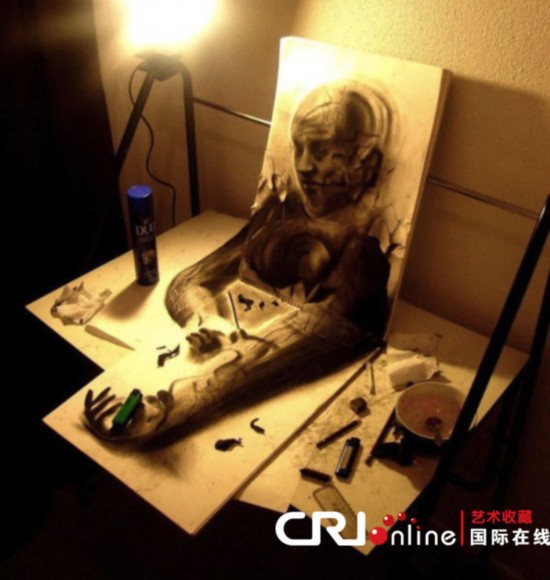 真正的裸眼“3D” 超逼真铅笔素描组图下