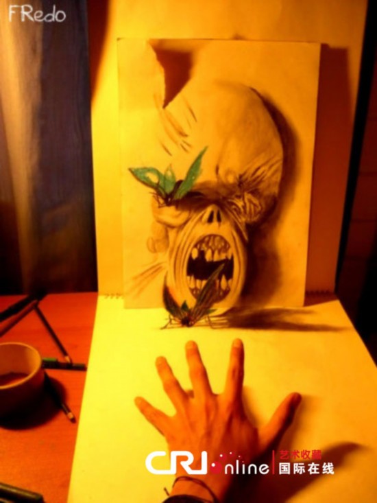 真正的裸眼“3D” 超逼真铅笔素描组图下