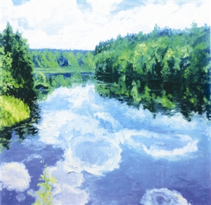 梁光泽油画作品《湖》