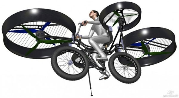 这款会飞自行车的两个主螺旋桨和两个小螺旋桨加在一起的总电机功率为50千瓦（约合68马力）。锂离子聚合物电池被安装在轻质自行车车架上，车身由碳纤维制成，整体的重量为187英镑