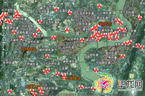 登录华龙网地图频道,可查看重庆主城区景点分布三维地图.