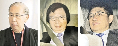 消息透露，香港特区政府前政务司长许仕仁(左)及新地集团郭炳江(中)及郭炳联(右)明天将向廉署报到，律政司是否落案检控将很快揭晓。资料图片
