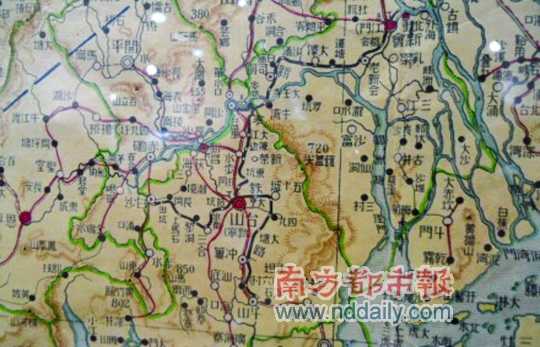 年(1938年)五邑局部地图,还指出"六邑"是因为当时的赤溪尚未并入台山.图片