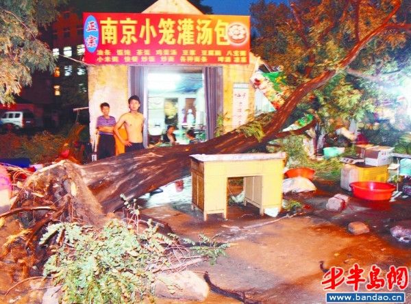 11日晚，城阳区红岛街道一处3000平方米的市场被毁。