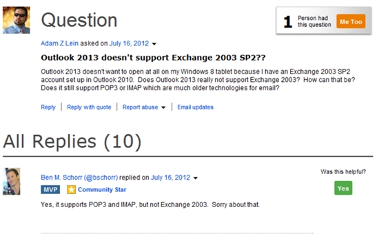 Office 2013不再支持Exchange 2003