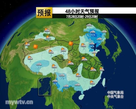 今夜起华北东北等地将有大到暴雨(图片来源:中国气象视频网)