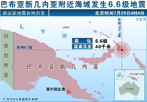 巴布亚新几内亚附近海域发生6.6级地震 -搜狐新闻