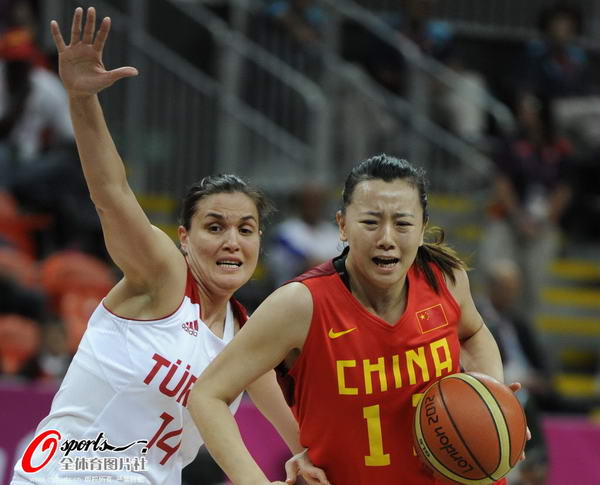 奥运图:中国女篮迎战土耳其队 马增玉遭遇严防