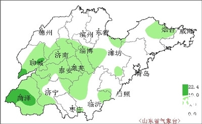 山东省12时降水量分布图