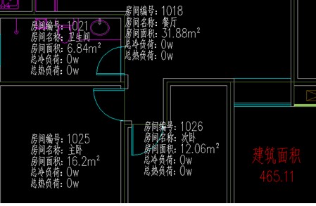 如果复选"生成建筑面积",每个房间的面积会在图纸上标注,整个楼层的