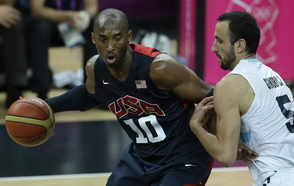 奥运图:美国男篮迎战阿根廷 科比单打吉诺比利