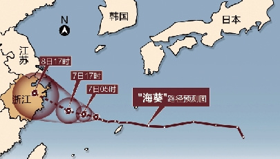 省气象台预测，“海葵”很可能于7日后半夜到8日上午在浙中北沿海一带登陆。